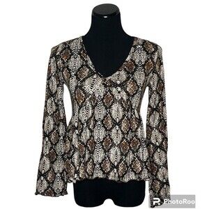 Livi By Olivia Rae‎ Long Sleeve Medium V Neck Shirt animal print
